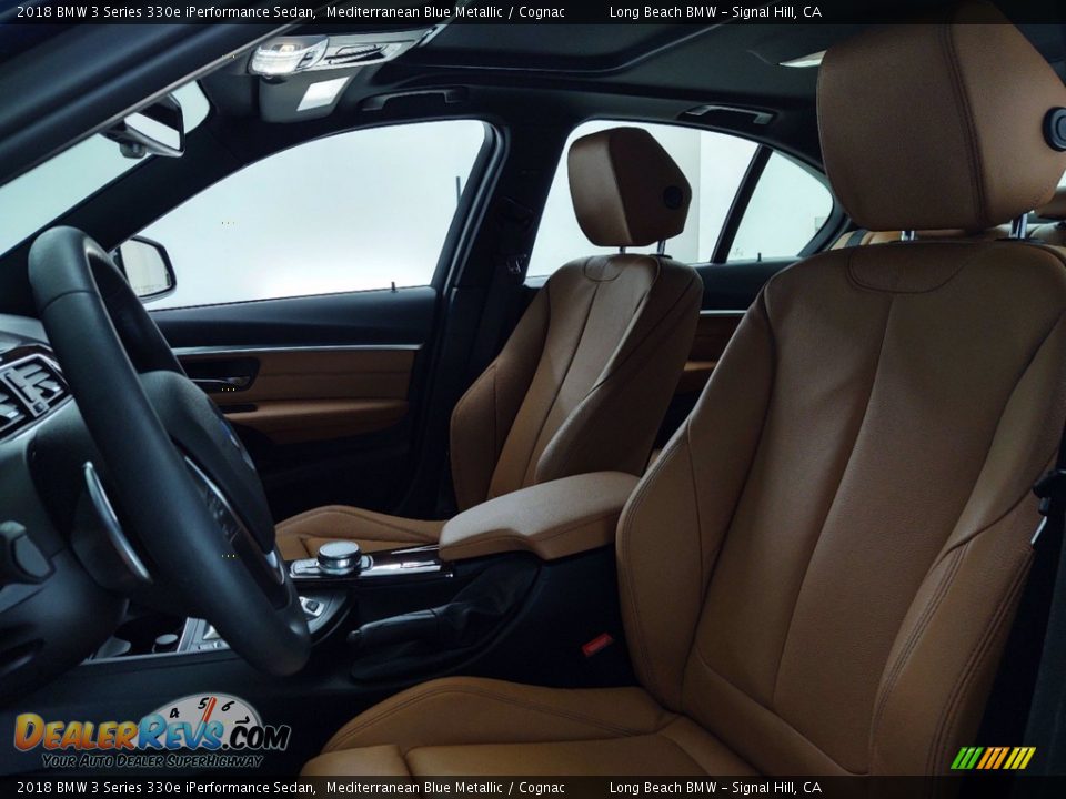 2018 BMW 3 Series 330e iPerformance Sedan Mediterranean Blue Metallic / Cognac Photo #15