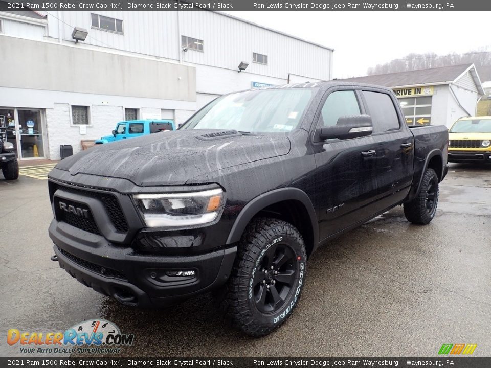 2021 Ram 1500 Rebel Crew Cab 4x4 Diamond Black Crystal Pearl / Black Photo #1