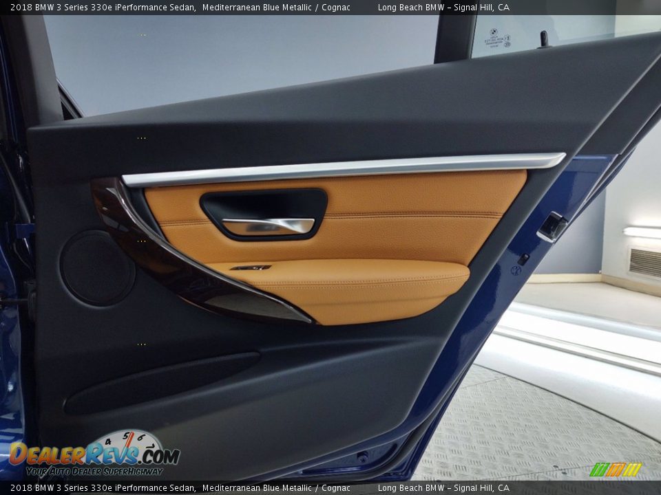 2018 BMW 3 Series 330e iPerformance Sedan Mediterranean Blue Metallic / Cognac Photo #35