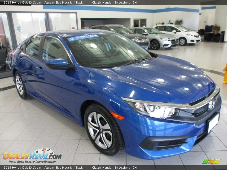 2018 Honda Civic LX Sedan Aegean Blue Metallic / Black Photo #3