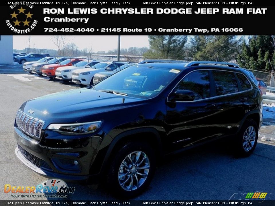 2021 Jeep Cherokee Latitude Lux 4x4 Diamond Black Crystal Pearl / Black Photo #1