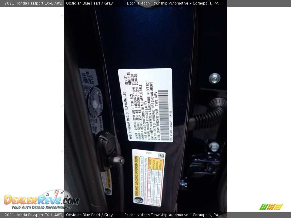2021 Honda Passport EX-L AWD Obsidian Blue Pearl / Gray Photo #12