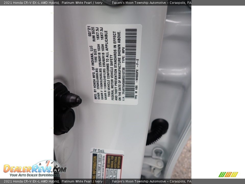 2021 Honda CR-V EX-L AWD Hybrid Platinum White Pearl / Ivory Photo #12