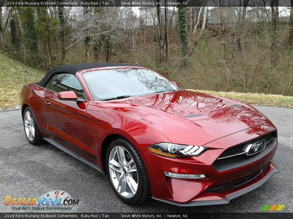 Front 3/4 View of 2019 Ford Mustang EcoBoost Convertible Photo #6