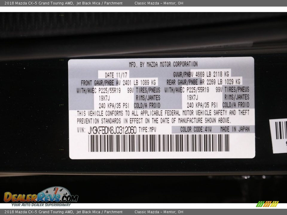 2018 Mazda CX-5 Grand Touring AWD Jet Black Mica / Parchment Photo #22