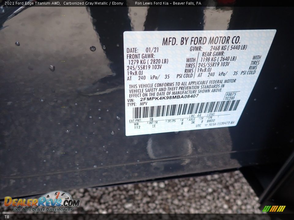 Ford Color Code TB Carbonized Gray Metallic