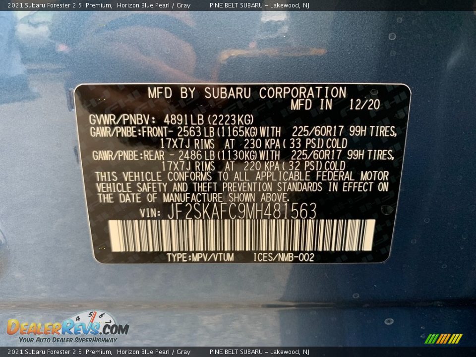 2021 Subaru Forester 2.5i Premium Horizon Blue Pearl / Gray Photo #14