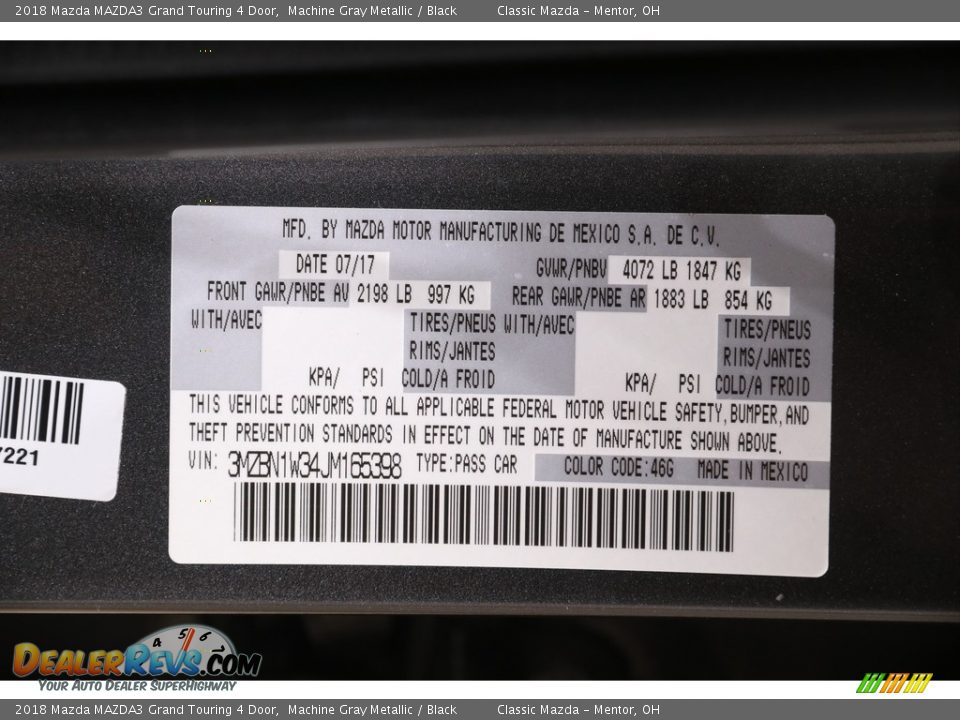 2018 Mazda MAZDA3 Grand Touring 4 Door Machine Gray Metallic / Black Photo #24