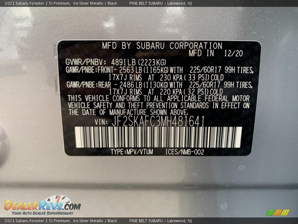 2021 Subaru Forester 2.5i Premium Ice Silver Metallic / Black Photo #14