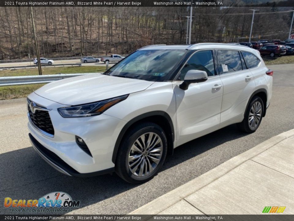 2021 Toyota Highlander Platinum AWD Blizzard White Pearl / Harvest Beige Photo #14