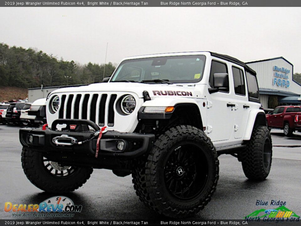 2019 Jeep Wrangler Unlimited Rubicon 4x4 Bright White / Black/Heritage Tan Photo #1