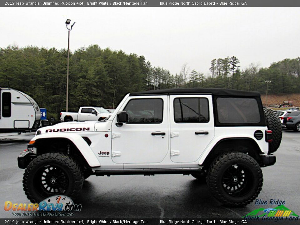 2019 Jeep Wrangler Unlimited Rubicon 4x4 Bright White / Black/Heritage Tan Photo #2