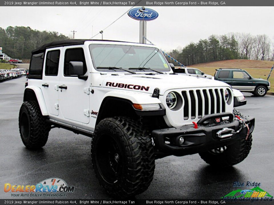 2019 Jeep Wrangler Unlimited Rubicon 4x4 Bright White / Black/Heritage Tan Photo #7