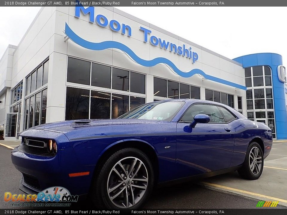 2018 Dodge Challenger GT AWD B5 Blue Pearl / Black/Ruby Red Photo #1