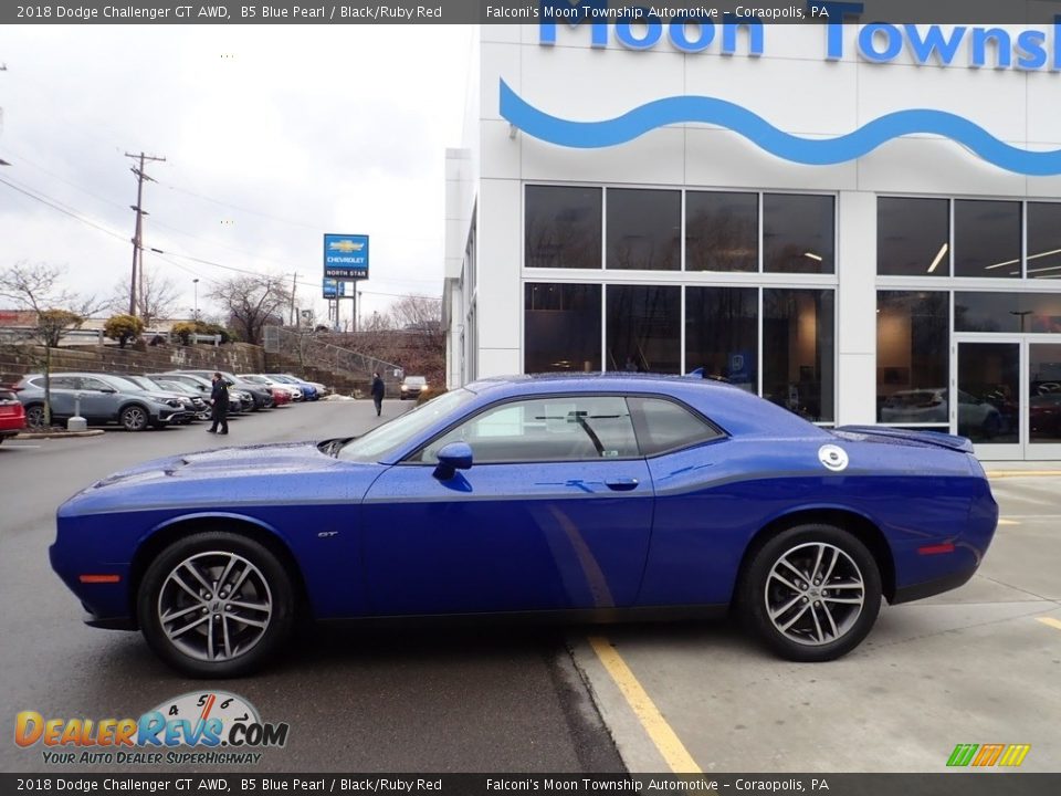 2018 Dodge Challenger GT AWD B5 Blue Pearl / Black/Ruby Red Photo #2