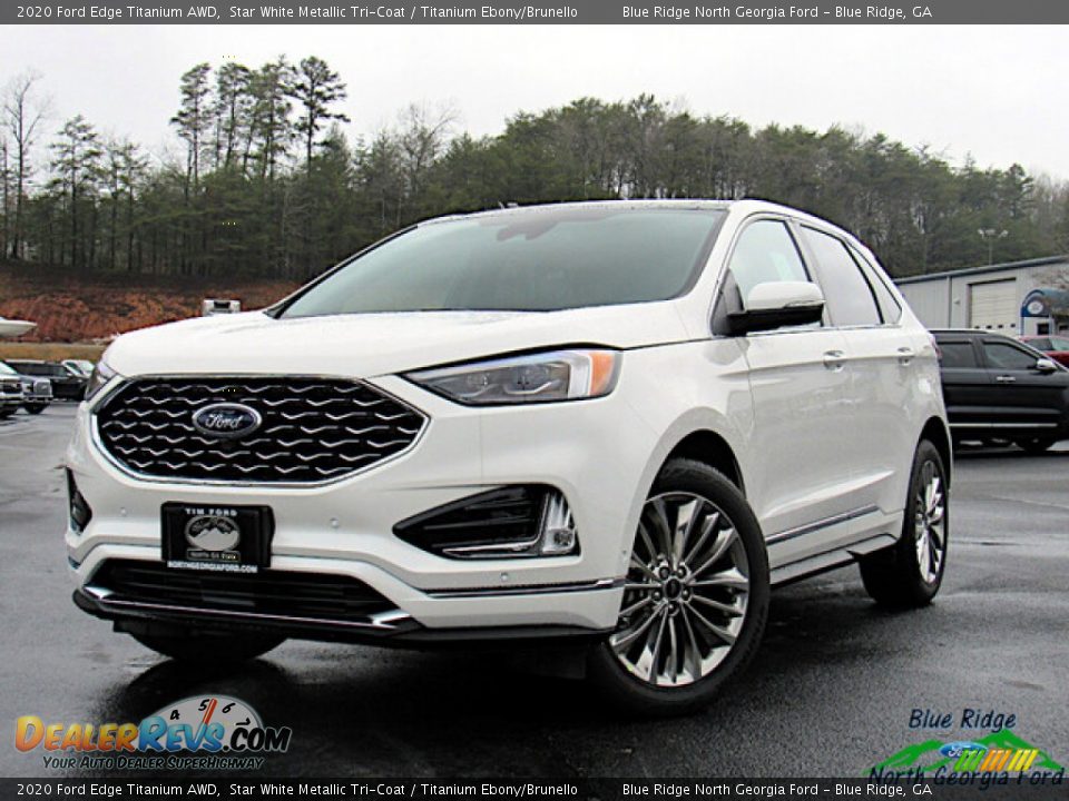 2020 Ford Edge Titanium AWD Star White Metallic Tri-Coat / Titanium Ebony/Brunello Photo #1