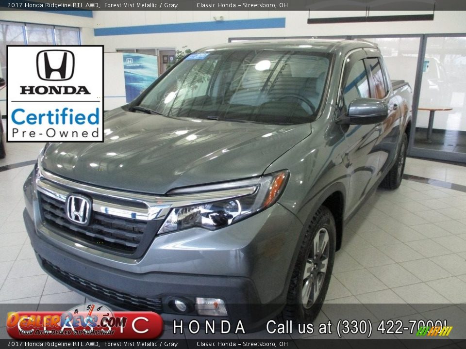 2017 Honda Ridgeline RTL AWD Forest Mist Metallic / Gray Photo #1