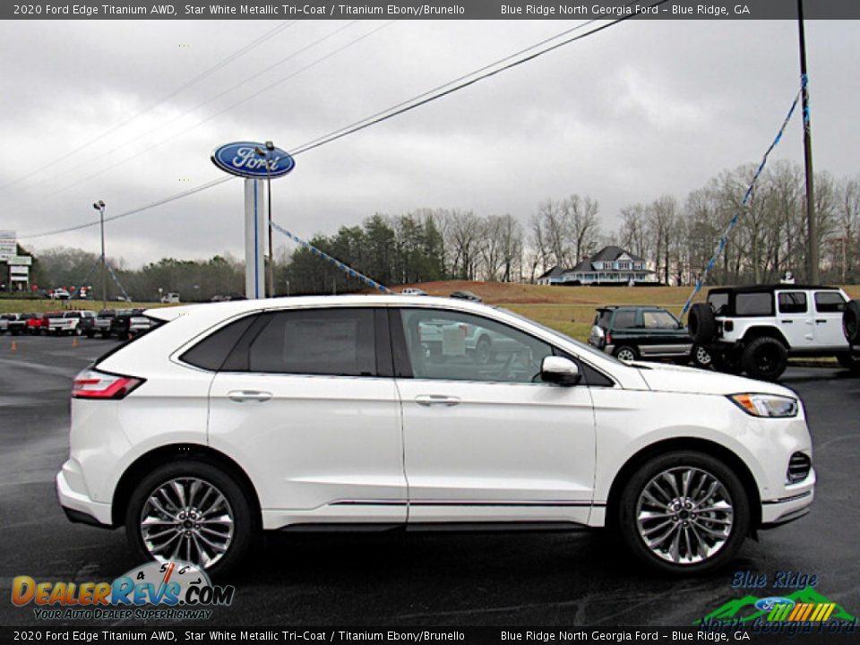 2020 Ford Edge Titanium AWD Star White Metallic Tri-Coat / Titanium Ebony/Brunello Photo #6