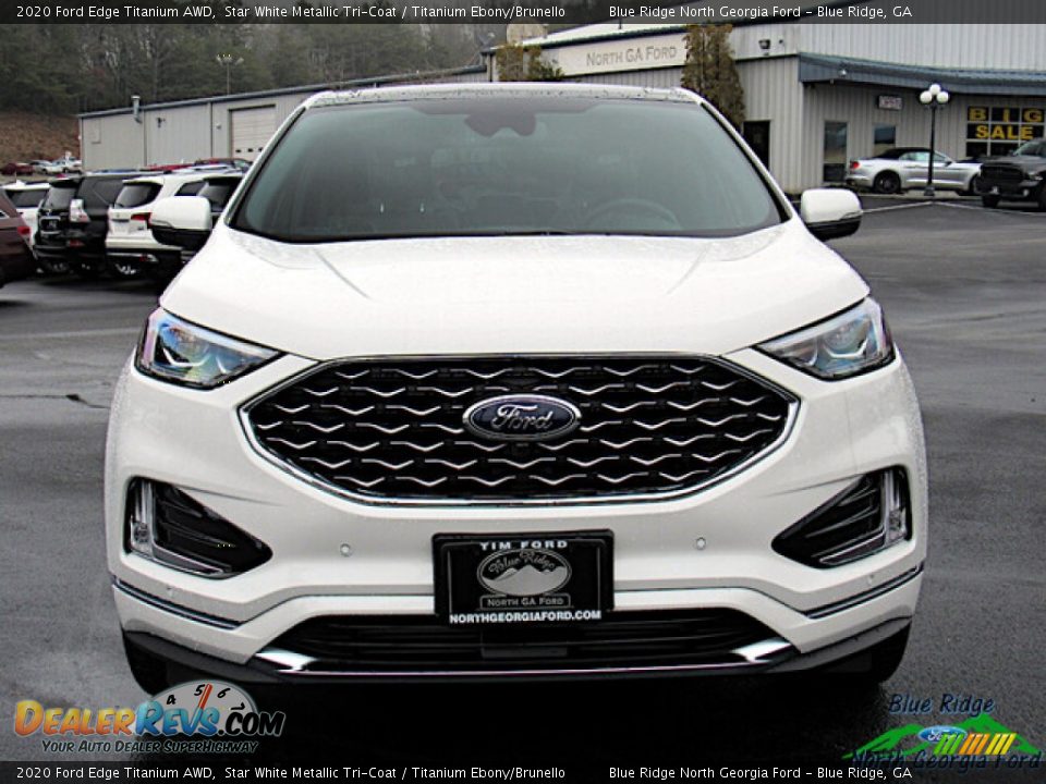 2020 Ford Edge Titanium AWD Star White Metallic Tri-Coat / Titanium Ebony/Brunello Photo #8