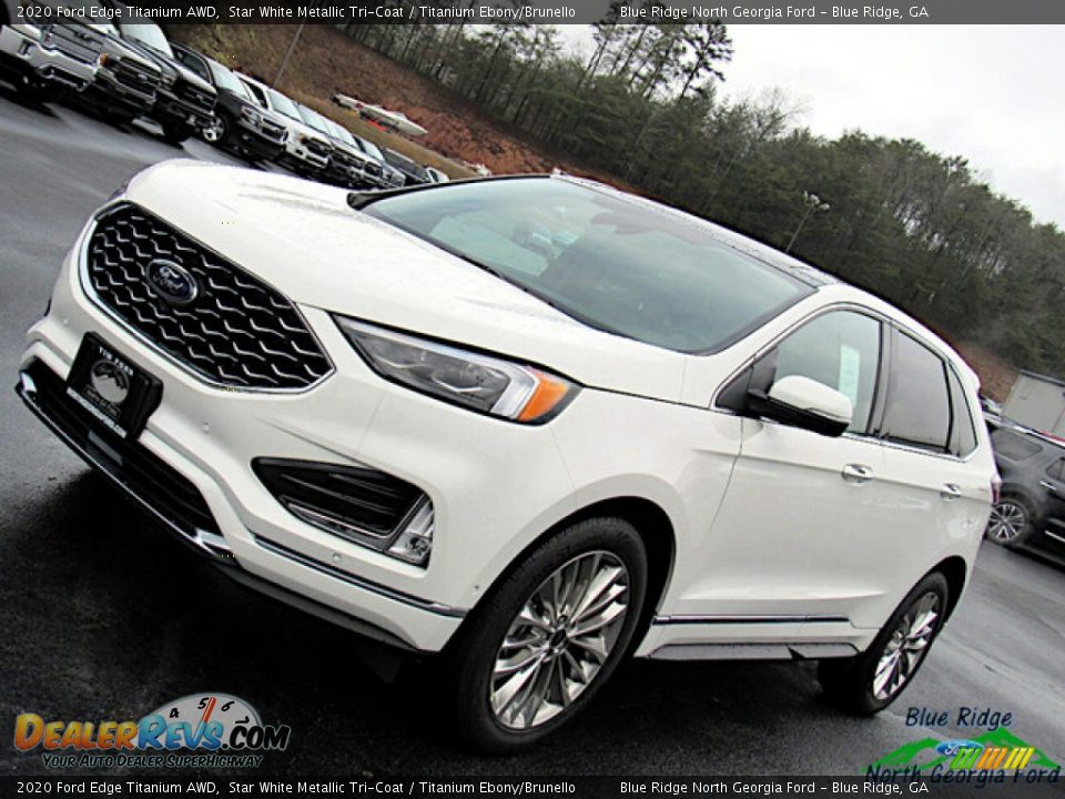 2020 Ford Edge Titanium AWD Star White Metallic Tri-Coat / Titanium Ebony/Brunello Photo #26