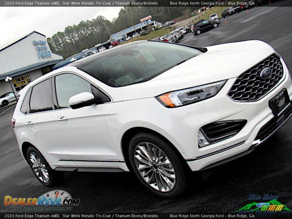 2020 Ford Edge Titanium AWD Star White Metallic Tri-Coat / Titanium Ebony/Brunello Photo #27