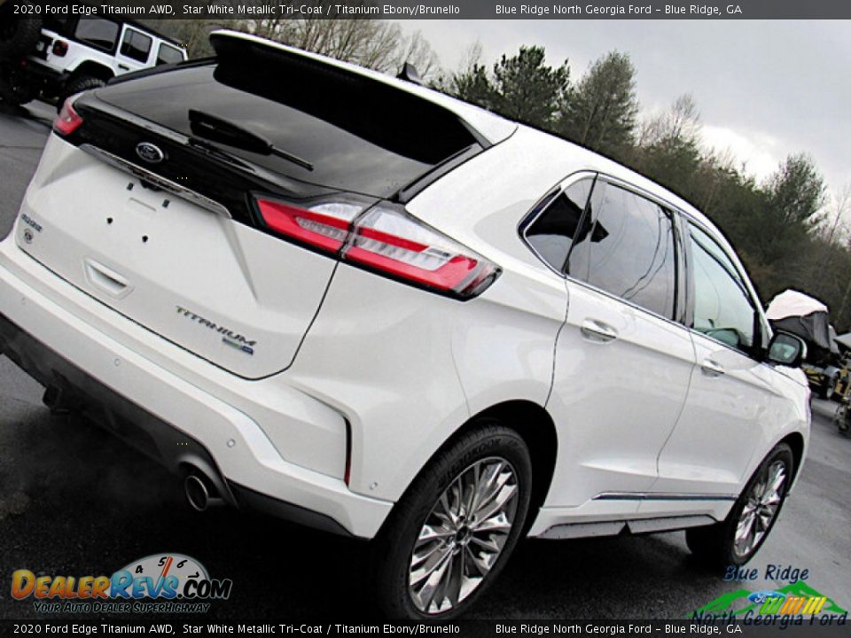 2020 Ford Edge Titanium AWD Star White Metallic Tri-Coat / Titanium Ebony/Brunello Photo #28
