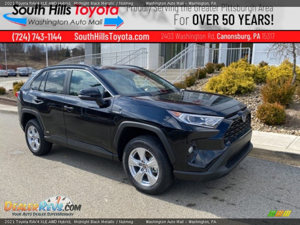 2021 Toyota RAV4 XLE AWD Hybrid Midnight Black Metallic / Nutmeg Photo #1