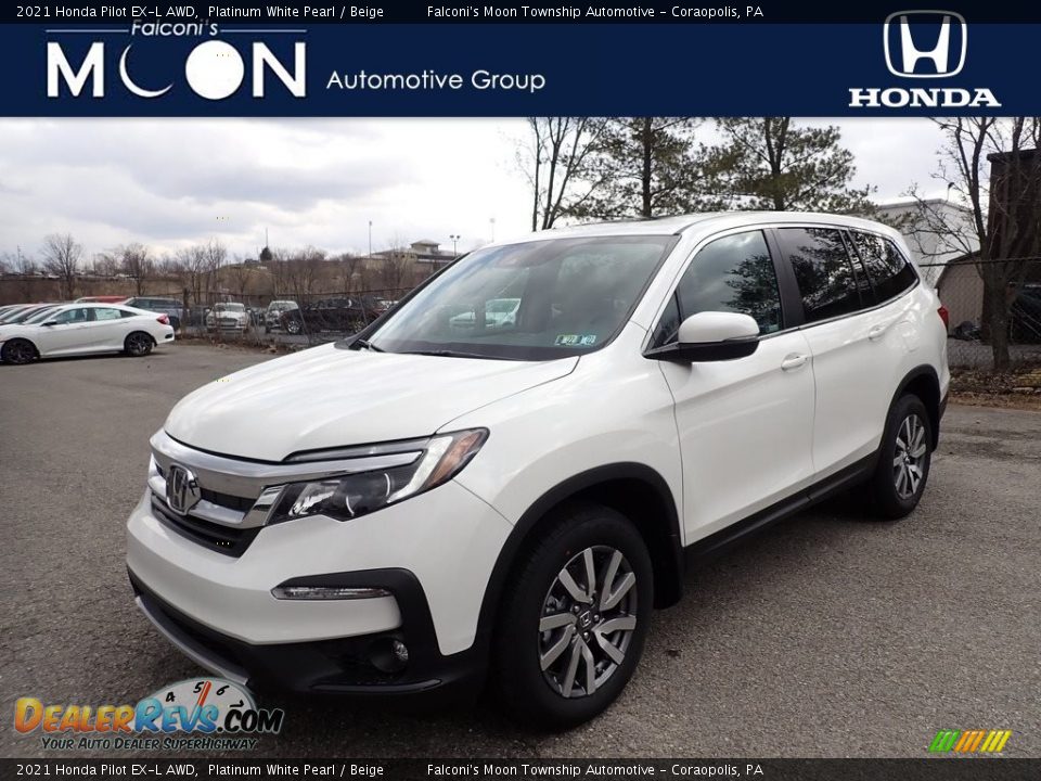 2021 Honda Pilot EX-L AWD Platinum White Pearl / Beige Photo #1