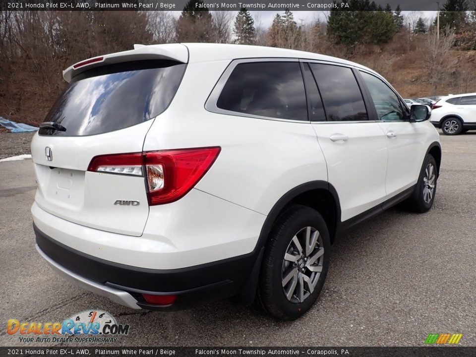 2021 Honda Pilot EX-L AWD Platinum White Pearl / Beige Photo #4