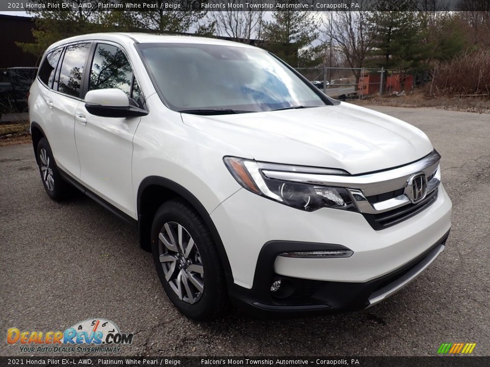 2021 Honda Pilot EX-L AWD Platinum White Pearl / Beige Photo #5