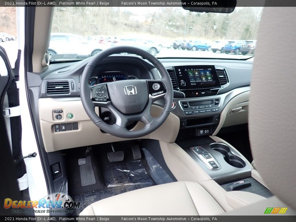 2021 Honda Pilot EX-L AWD Platinum White Pearl / Beige Photo #10