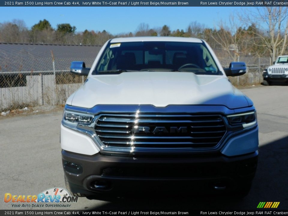2021 Ram 1500 Long Horn Crew Cab 4x4 Ivory White Tri-Coat Pearl / Light Frost Beige/Mountain Brown Photo #2