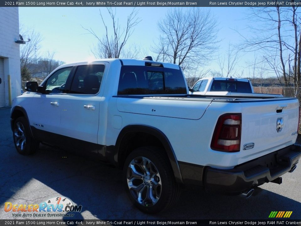 2021 Ram 1500 Long Horn Crew Cab 4x4 Ivory White Tri-Coat Pearl / Light Frost Beige/Mountain Brown Photo #8