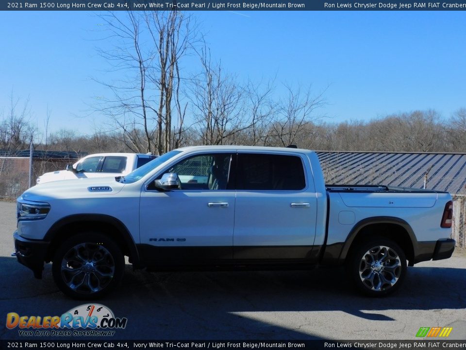 2021 Ram 1500 Long Horn Crew Cab 4x4 Ivory White Tri-Coat Pearl / Light Frost Beige/Mountain Brown Photo #9