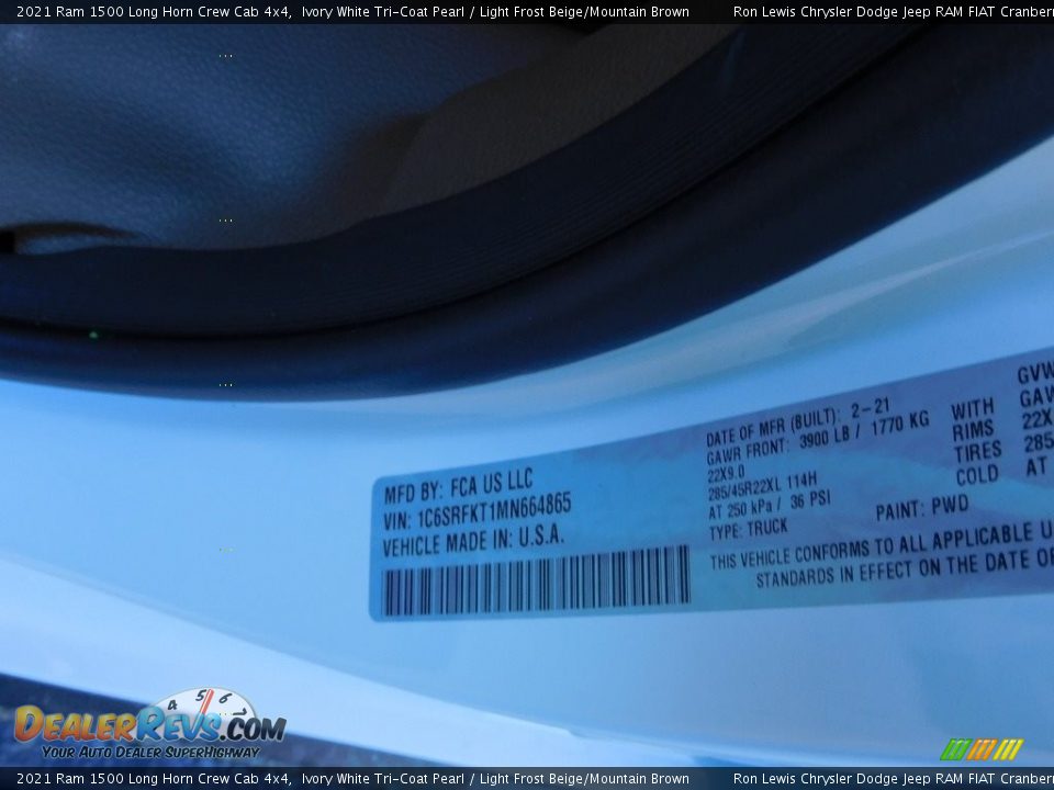 2021 Ram 1500 Long Horn Crew Cab 4x4 Ivory White Tri-Coat Pearl / Light Frost Beige/Mountain Brown Photo #20