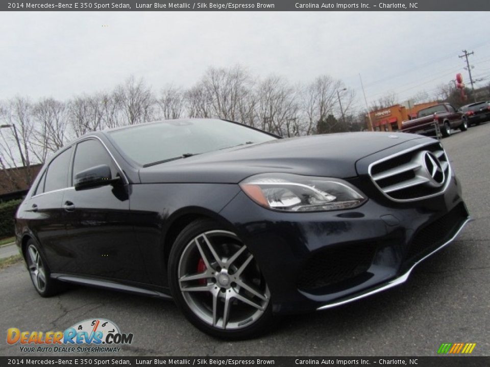 2014 Mercedes-Benz E 350 Sport Sedan Lunar Blue Metallic / Silk Beige/Espresso Brown Photo #1