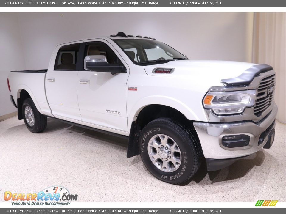 2019 Ram 2500 Laramie Crew Cab 4x4 Pearl White / Mountain Brown/Light Frost Beige Photo #1