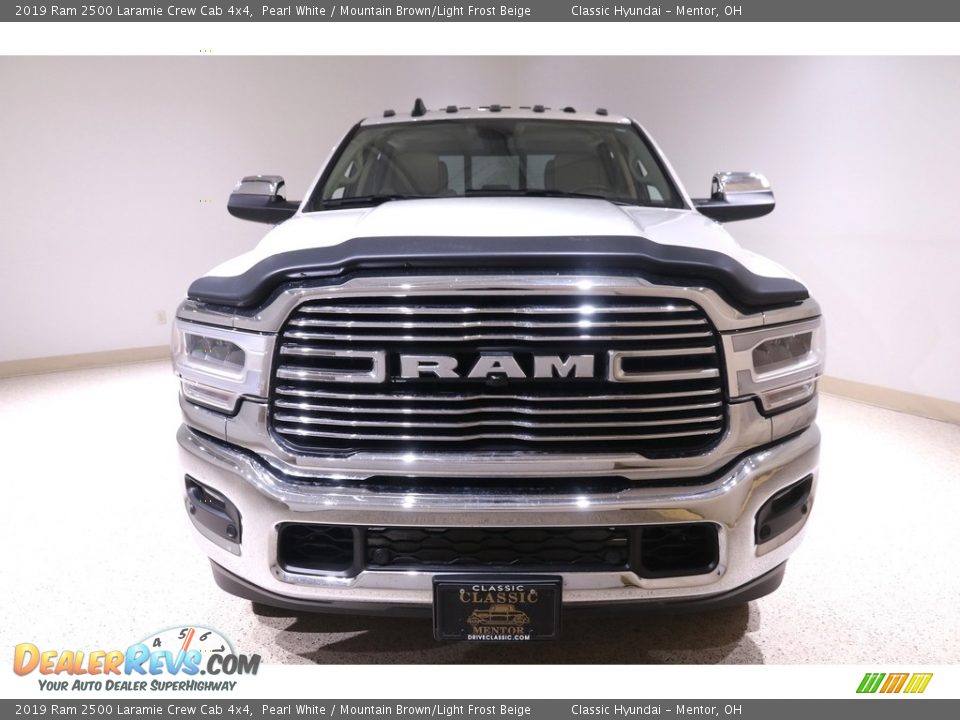 2019 Ram 2500 Laramie Crew Cab 4x4 Pearl White / Mountain Brown/Light Frost Beige Photo #2