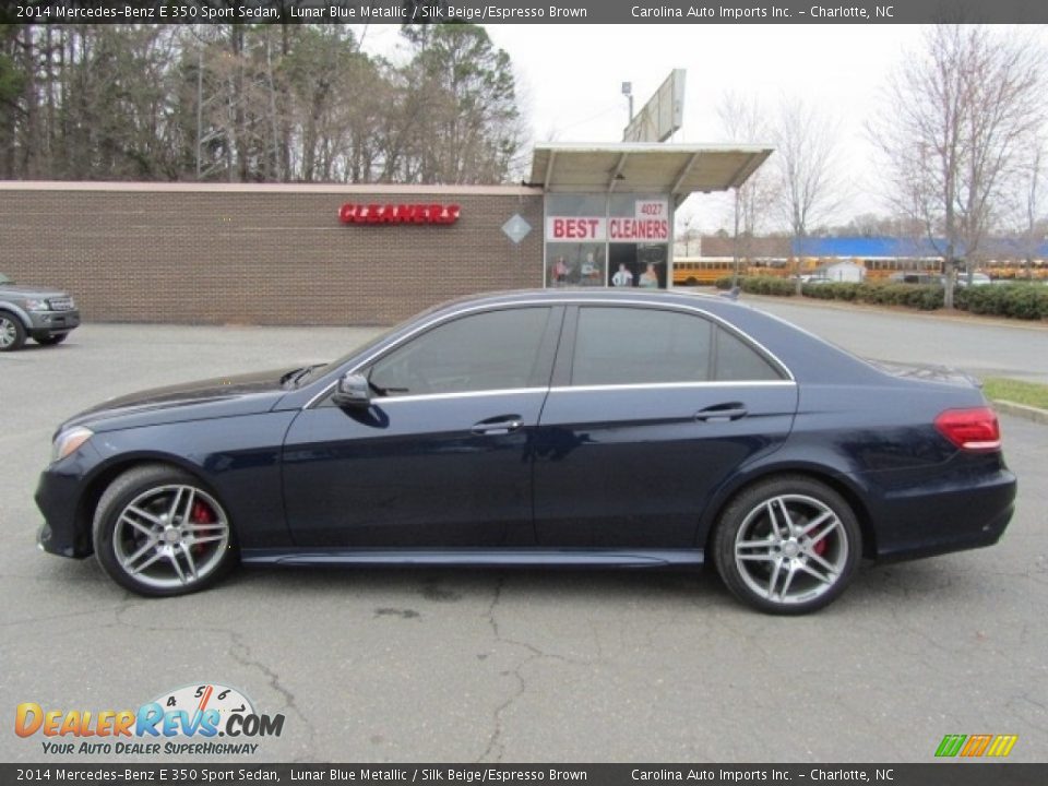 2014 Mercedes-Benz E 350 Sport Sedan Lunar Blue Metallic / Silk Beige/Espresso Brown Photo #7