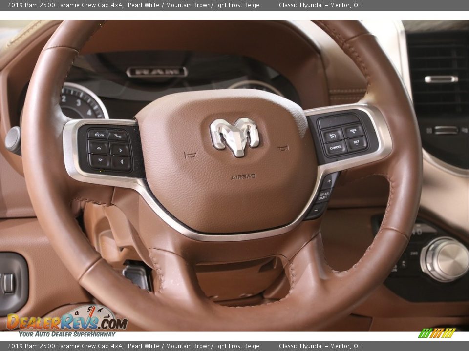 2019 Ram 2500 Laramie Crew Cab 4x4 Pearl White / Mountain Brown/Light Frost Beige Photo #10