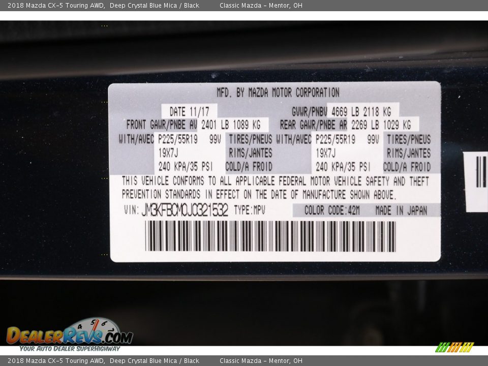 2018 Mazda CX-5 Touring AWD Deep Crystal Blue Mica / Black Photo #23
