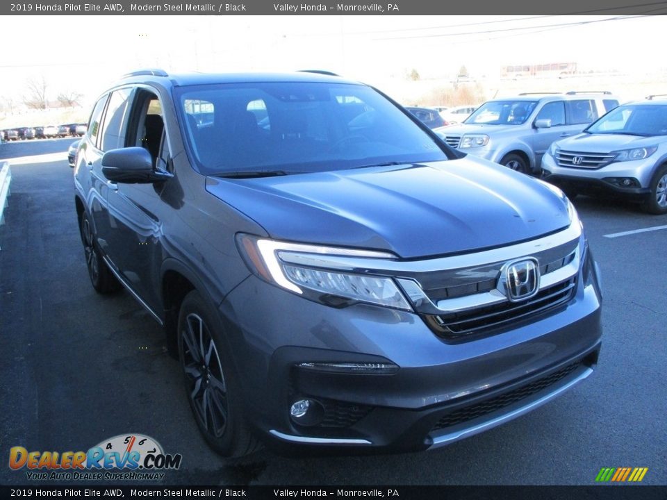 2019 Honda Pilot Elite AWD Modern Steel Metallic / Black Photo #7