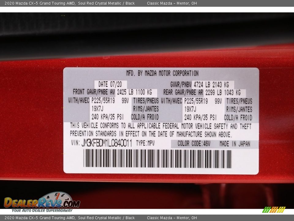 2020 Mazda CX-5 Grand Touring AWD Soul Red Crystal Metallic / Black Photo #22