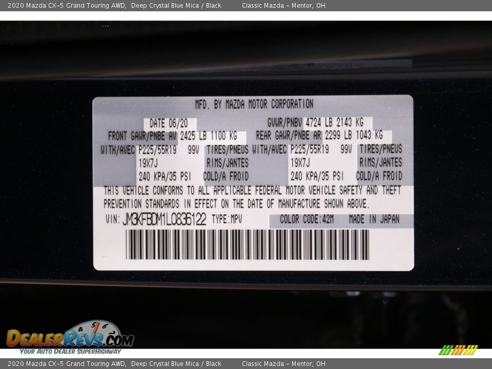 2020 Mazda CX-5 Grand Touring AWD Deep Crystal Blue Mica / Black Photo #21