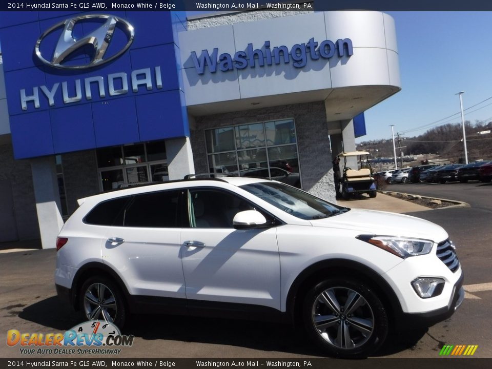 2014 Hyundai Santa Fe GLS AWD Monaco White / Beige Photo #2