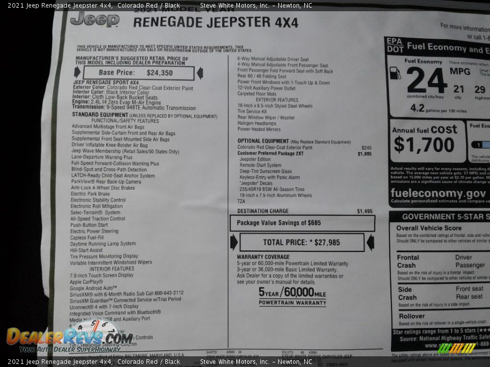 2021 Jeep Renegade Jeepster 4x4 Colorado Red / Black Photo #25
