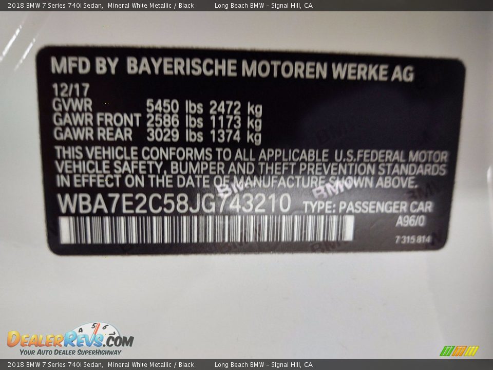 2018 BMW 7 Series 740i Sedan Mineral White Metallic / Black Photo #35