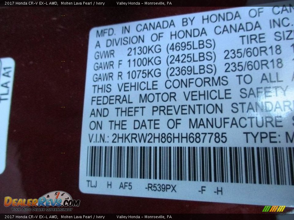 2017 Honda CR-V EX-L AWD Molten Lava Pearl / Ivory Photo #19