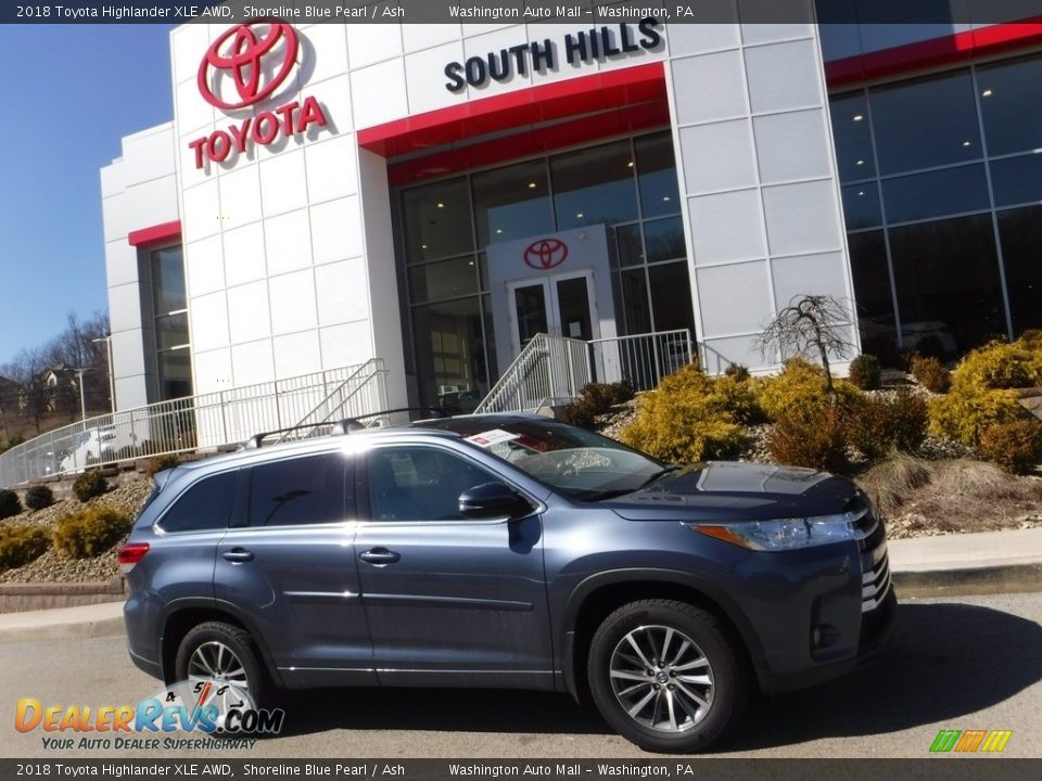 2018 Toyota Highlander XLE AWD Shoreline Blue Pearl / Ash Photo #2