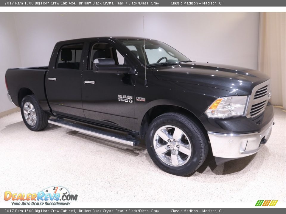 2017 Ram 1500 Big Horn Crew Cab 4x4 Brilliant Black Crystal Pearl / Black/Diesel Gray Photo #1